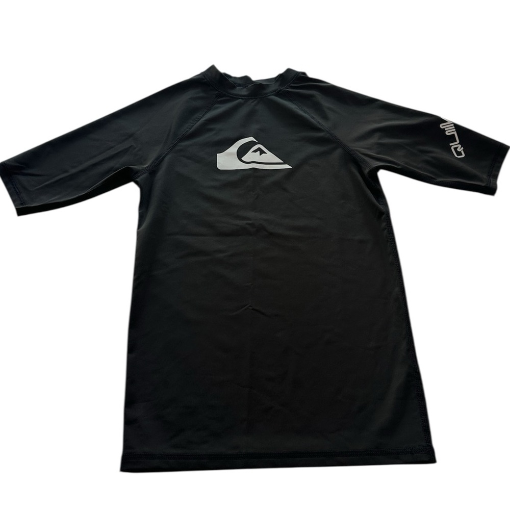 Quicksilver Rashguard Black All Time Short Sleeve Boys Youth Size Large 14